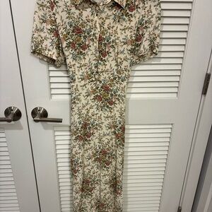 Zara Cream Floral Print Dress